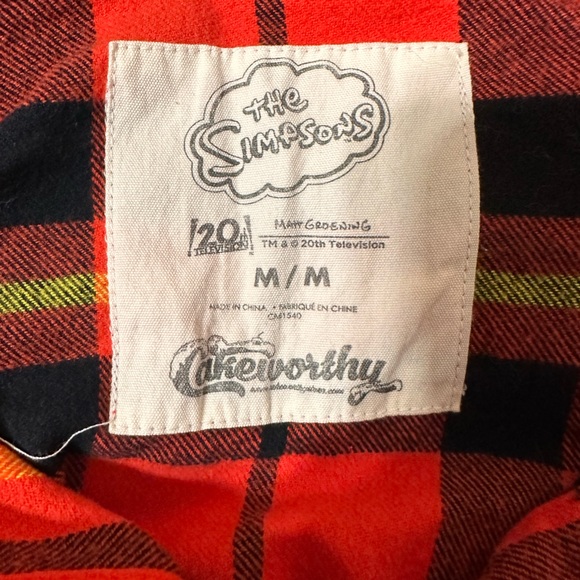 Cakeworthy x The Simpsons Unisex Flannel | Bart “Don’t Have a Cow Man” | Size M - Picture 2 of 3